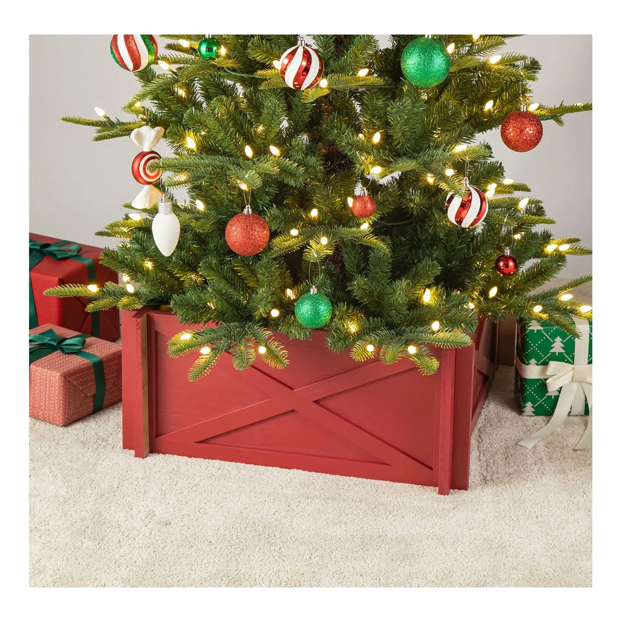 Glitzhome 27.5"L Wooden Christmas Tree Collar