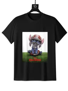 Game Day Essential: Disney‘s Stitch Football Fan T-Shirt | Soft Cotton Jersey for Super Bowl Parties, Officially Licensed Merchandise