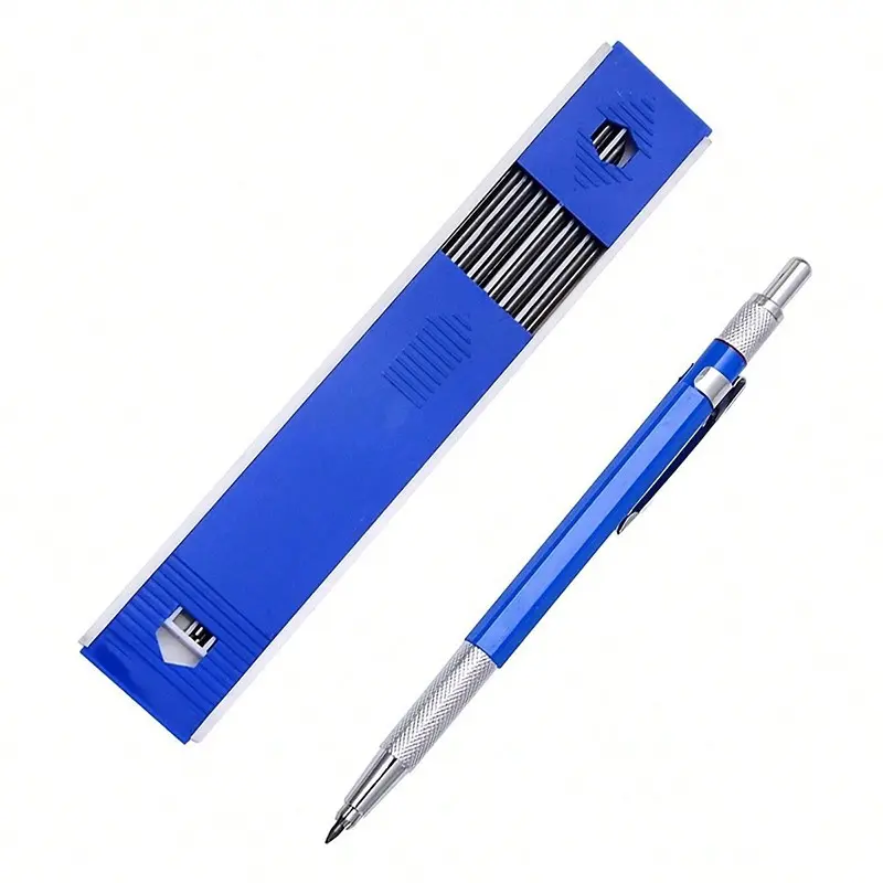 2.0mm Mechanical Pencil Set, Artist Carpenter Drafting Pencil with 12 Lead Refills, Ideal for Writing and Art Sketching