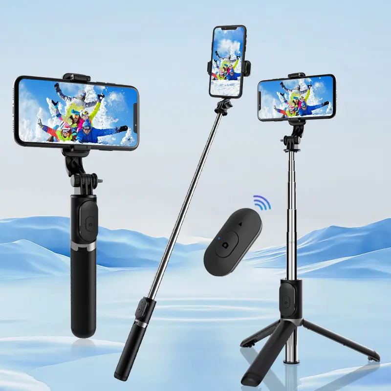 40-in Retractable Selfie Stick Phone Accessory Compatible with Mobile Phones - Professional Floor Stand, Wireless Remote Control, 360° Rotating Anti-Shake Grip Keeps Videos Steady, Smartphone Camera Accessories for Travel Vlogging
