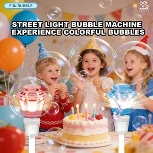 Automatic Bubble Machine with Music & Lights, Adjustable Height, 90ML Bubble Solution, Hands-Free Toy for Kids, Outdoor & Indoor Fun