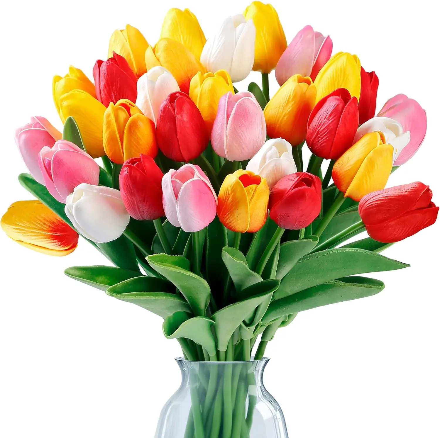 【Clearance Sale】20/40PCS Real-Touch Natural Artificial Tulips Flowers Bouquet, Decorative Flower Arrangement for Home Wedding Room & House Decor, Vase-Friendly Brides Handheld Gifts tulips whimsical room decor room decor for girls living room decorations
