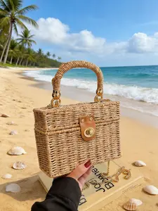 Women's Fashionable Minimalist Casual Vintage Straw Handbag Box Bag Perfect for Daily Commuting, Outings, Beach Vacations, or Gifts A Must-Have for Every Woman