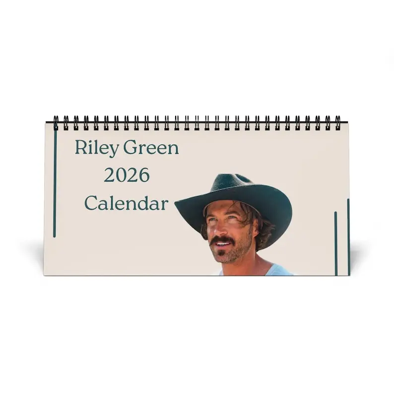 Riley Green Calendar - Personalized Desktop Calendar, 2027 Desk Organizer, Farmhouse Style Calendar, Gift Idea for Home Office