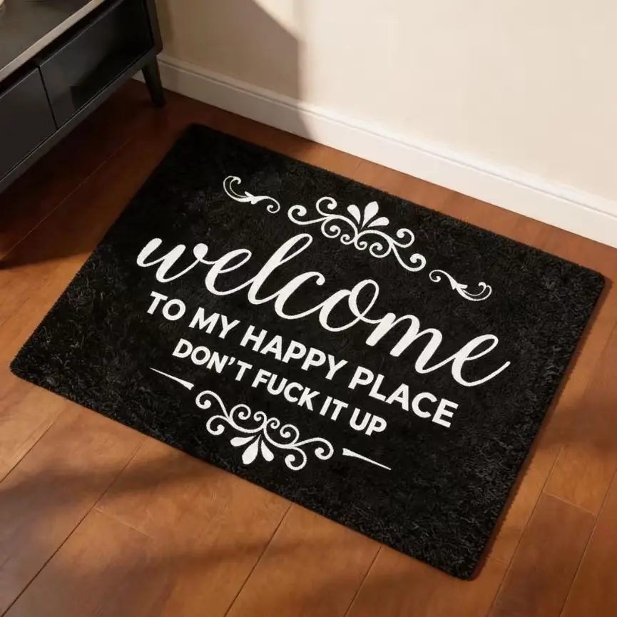 Rectangle PVC Fabric Doormat - Alphabet Pattern, Personalized Home Decor, Wrinkle-Resistant, Durable Textile for Entryway, Bedroom - Holiday Gift for Valentine's Day, Anniversaries (Fits Front Door, Outdoor Entryway Decor Needs)