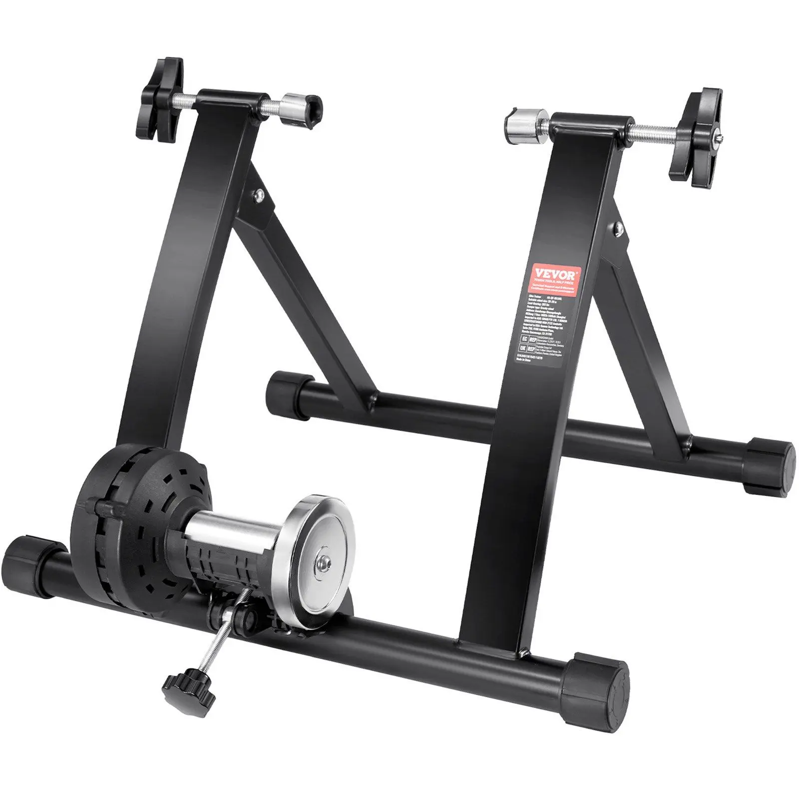 VEVOR Magnetic Bike Trainer Stand for Adults' Fitness Bikes, 26-29 in Wheels, 265 lbs Capacity, Noise-Reducing Flywheel, Quick-Release Lever, Front Wheel Riser, Portable Indoor Cycling Tool