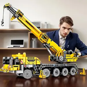 1008pcs City Series Engineering Vehicle Building Blocks Set, Crane and Forklift Models, Perfect Gift for Collectors, Desk Decor