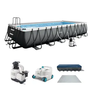 Intex Rectangular Ultra XTR Frame Swimming Pool w/ Pump & Robot Vacuum Cleaner