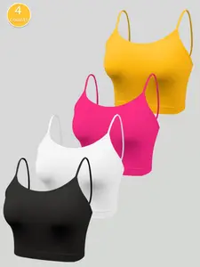 Women's Solid     Cami Top, Casual Comfortable Breathable Seamless Bra, Ladies Underwear for All Seasons