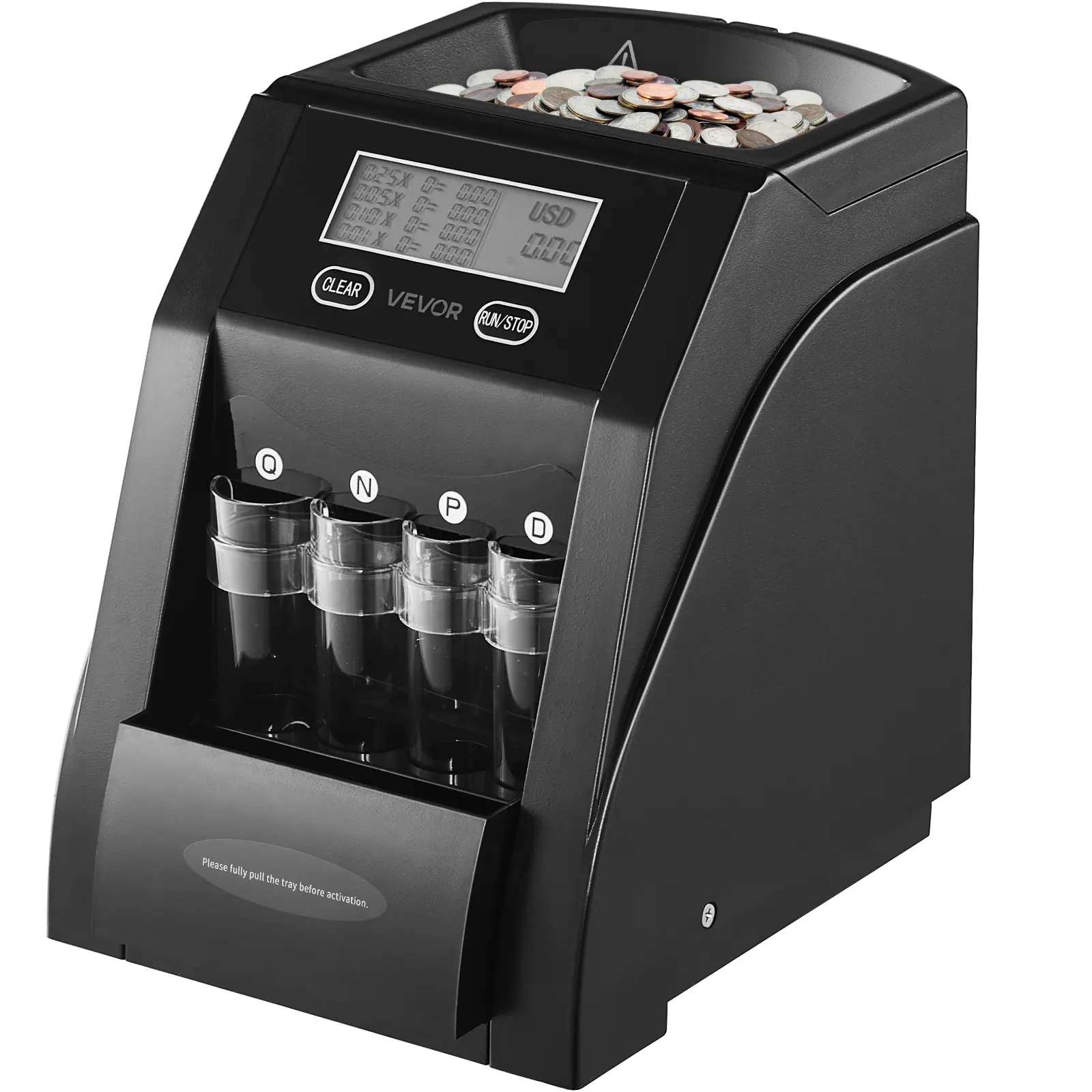 【summerfinds】VEVOR USD Coin Sorter, Coin Counter Machine for 4 Kinds of USD Coins, Coin Sorter and Wrapper Machine Holds up to 200 Coins, LCD Screen Display Coin Storage Included 4 Coin Tubes and Boxes