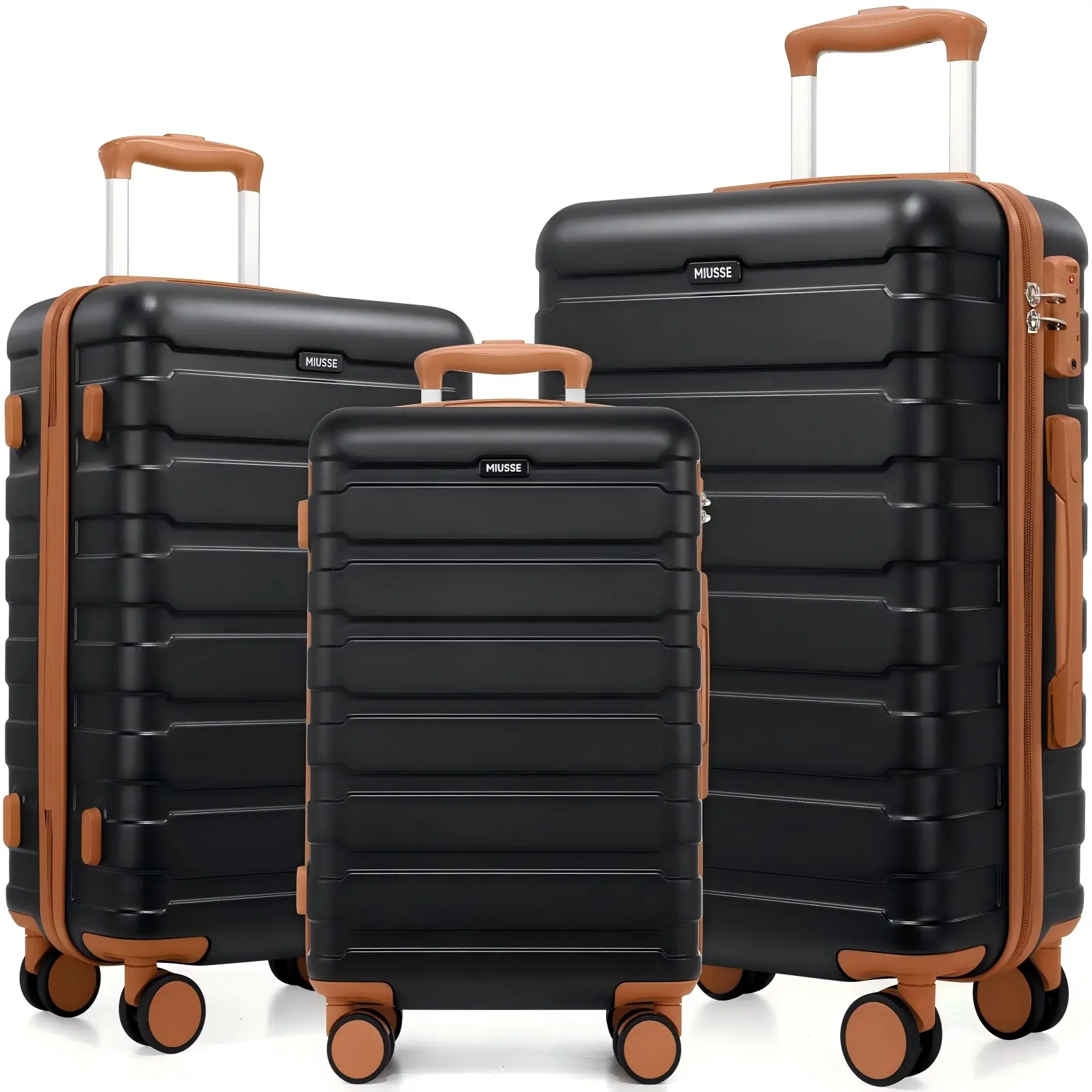 Miusse Luggage Sets, 3 Piece Hardshell Suitcase Collection for a Chic Look, Lightweight with Spinner Wheels & TSA Lock, Zipper, Airline-Compatible Luggage Sets, Rolling Luggage Set, Hardside Luggage Sets tiktokshopbacktoschool
