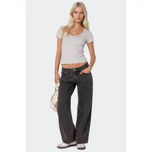 Petite Raelynn Washed Low Rise Baggy Jeans