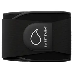 Sweet Sweat Waist Trimmer Pro Series - Premium Sweat Enahancing Fitness Belt w/ Adjustable Straps for Back Support & Tighter Cinch - Black, XL-XXL