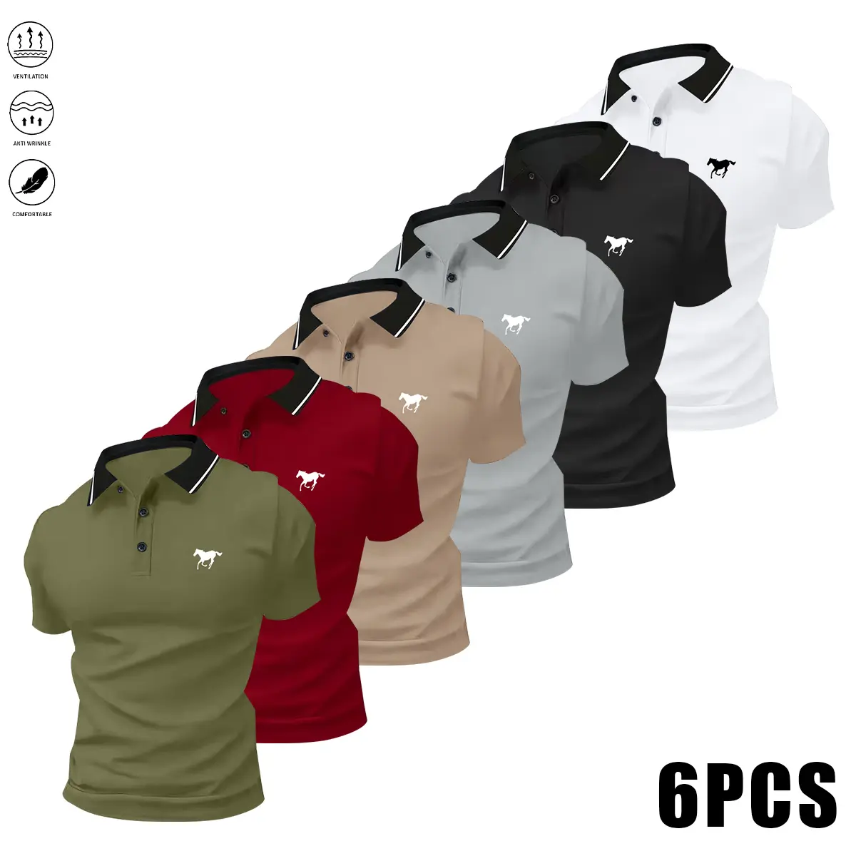 Men's Regular-Fit Solid Short-Sleeve Polo Shirt - Smart Casual Top for Business, Everyday Layering