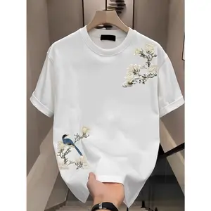 Men's versatile summer casual t-shirt with artistic nature-inspired print Graphic T-Shirt - 100% Cotton Short Sleeve Crew Neck Regular Fit Casual Wear | Soft & Breathable Fabric, Durable Print, Everyday Comfort, Machine Washable, casual and stylish with