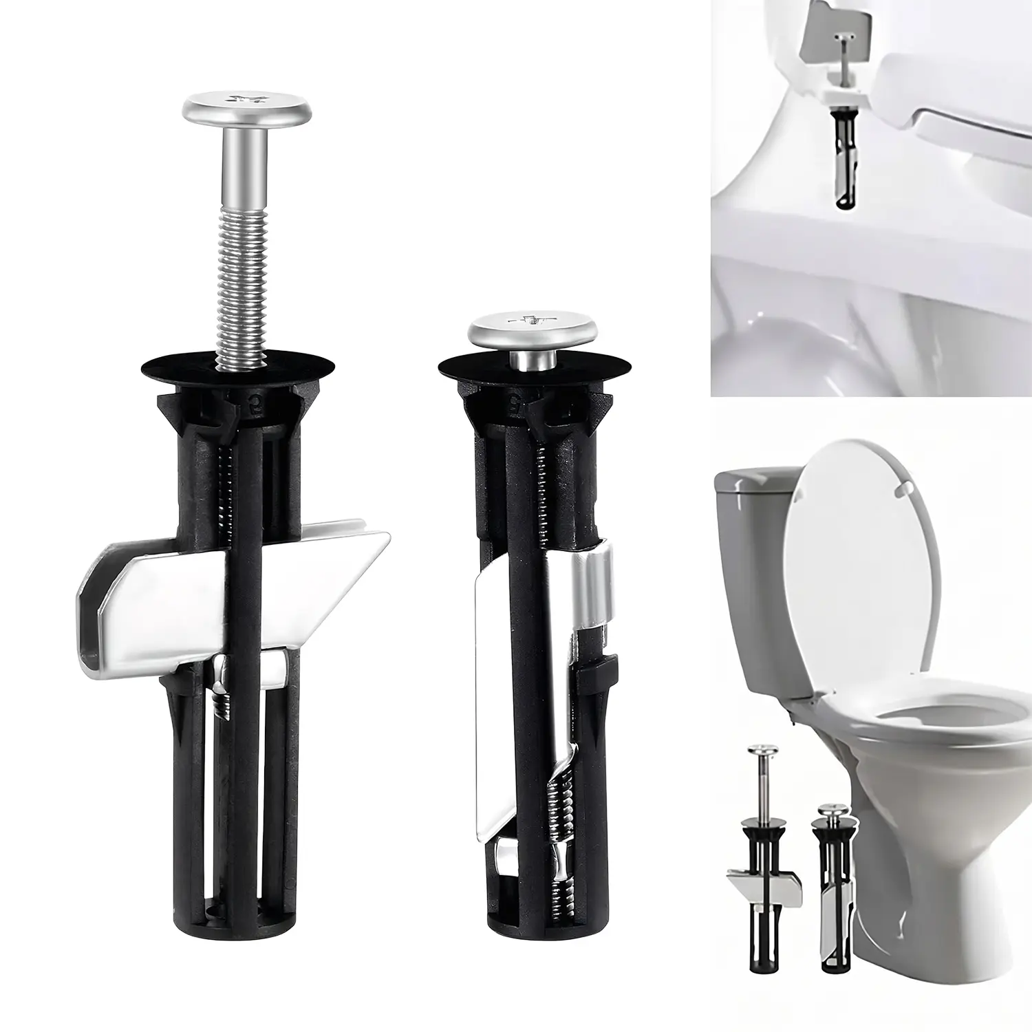 VAYWET Fastener Bolt Kit For Toilet Seat Stay Tight, Kit Screws Quick Release Easy Install Toilet Cover Maintenance Fixing Universal M5 Toilet Seat Bolts Replacement Kit, No Slip Toilet Lid Tightening Screws Bolt Gaskets Toilet Cover Maintenance