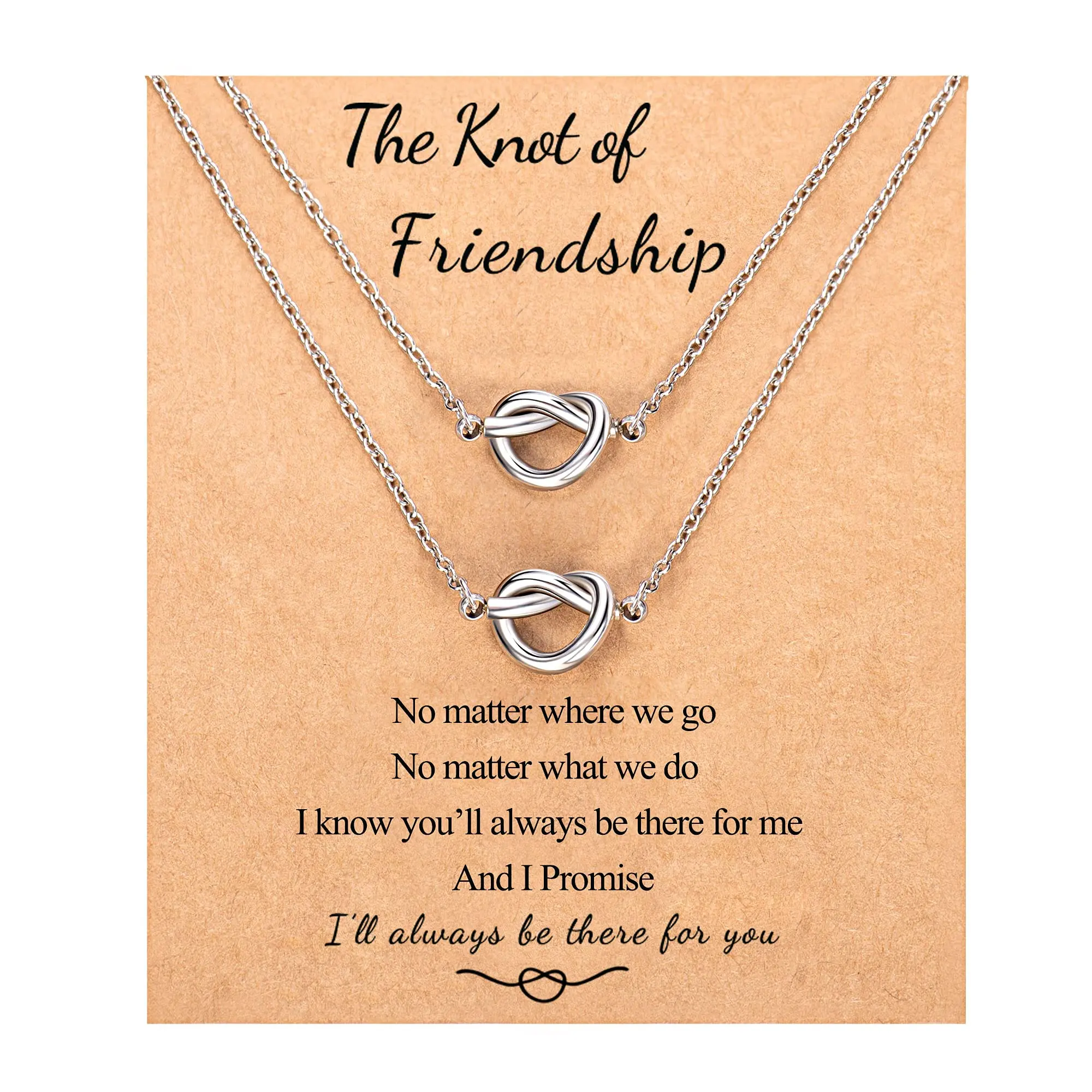 Female 2-3 PCS Love Knot Infinity Matching Best Friend Necklaces, Lead-Free Artificial Gemstone Jewelry for Girls - Christmas, Graduation, Long-Distance Gifts, Birthday