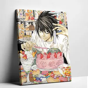 Manga Lover Cool Sweet Detective Anime Canvas Wall Art - Classic Strawberry Cake Character Unframed Poster, High Quality Retro Manga Style Canvas Painting for Boy Bedroom, Gamer Room Decor Gift
