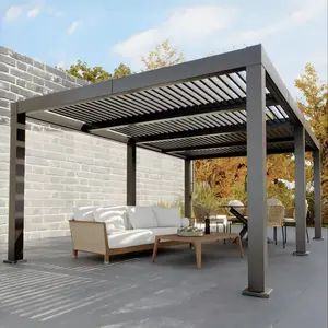 Garvee 12 Ft x 20-24 Ft All-Aluminum Louvered Pergola with Adjustable Roof, Reinforced Frame, Integrated Drainage System, Hard Top Gazebo for Patio & Deck, Durable Gray Outdoor Shelter