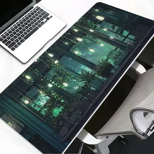 Elegance Plant Window Art Large Gaming Mouse Pad, Washable Aesthetic Office Desk pad Gaming Desk Accessory Non-Slip Rubber Base Stitched Edge Best For Desk Laptop For Home Office Game Gift For Friends Family Boyfriend/Girlfriend Gaming Enthusiasts