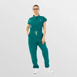 EADFLIE Scrub Jumpsuit for Women – Stand-Up Collar One Piece Nurse Scrubs with 7 Pockets, Stretch Comfortable Medical Uniform