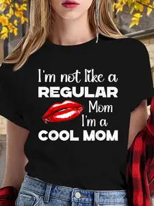 100% cotton women tshirt I'm Not Like A Regular Mom I'm Cool T-Shirt Print Round Neck Short Sleeve Streetwear Fashion Breathable Soft Unisex Designer Clothes For Women Casual Clothes