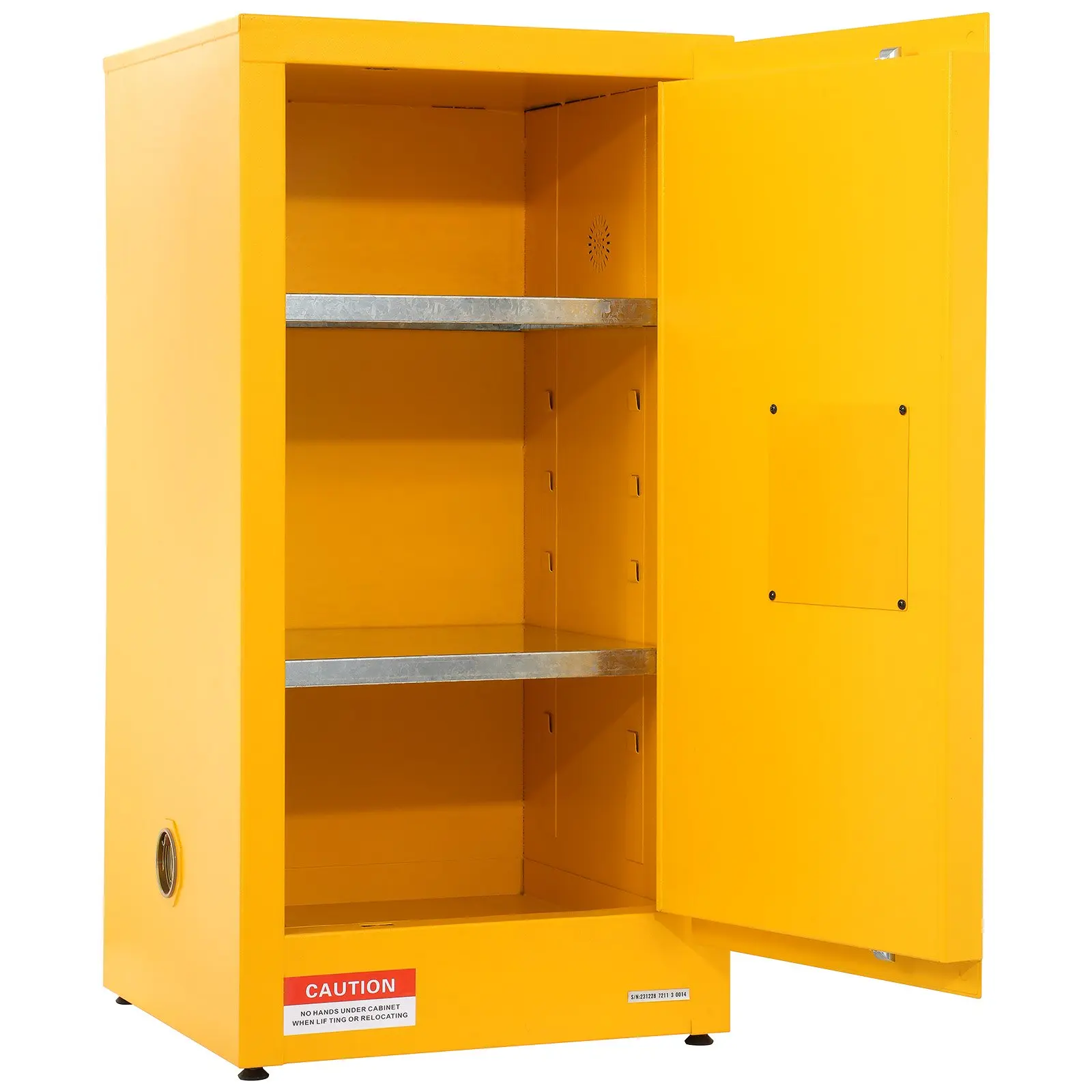 【summerfinds】VEVOR Flammable Safety Cabinet, 16 Gal, Cold-Rolled Steel Flammable Liquid Storage Cabinet, 18.1 x 18.1 x 35.4 in Explosion Proof with 2 Adjustable Shelves 1 Door for Commercial Industrial Use, Yellow, Heavy-Duty Cabinets, Industrial Cabin