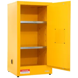 【Summervibes】VEVOR Flammable Safety Cabinet, 16 Gal, Cold-Rolled Steel Flammable Liquid Storage Cabinet, 18.1 x 18.1 x 35.4 in Explosion Proof with 2 Adjustable Shelves 1 Door for Commercial Industrial Use, Yellow
