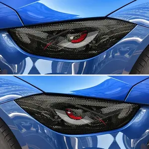 2-pack car headlight grid eye stickers, durable headlight and taillight decorative decals, vinyl durable simple self-adhesive universal car light stickers, car accessories car stickers, Vehicle Decoration