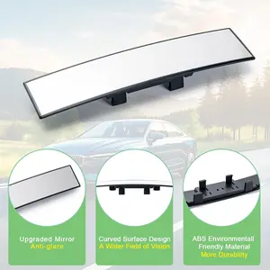 11.81 Inch Panoramic Convex real view Mirror, Interior Clip-on Wide Angle to Reduce Blind Spot Effectively for Car SUV Trucks Clear Visibility Safety Install Rearview High Definition SpringStatements