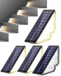 Solar Powered Step Lights for Outside Waterproof Led, Deck Outdoor Decor Stair Stairwell Lighting for Front Door, Patio, Back Porch, Ring Pathway