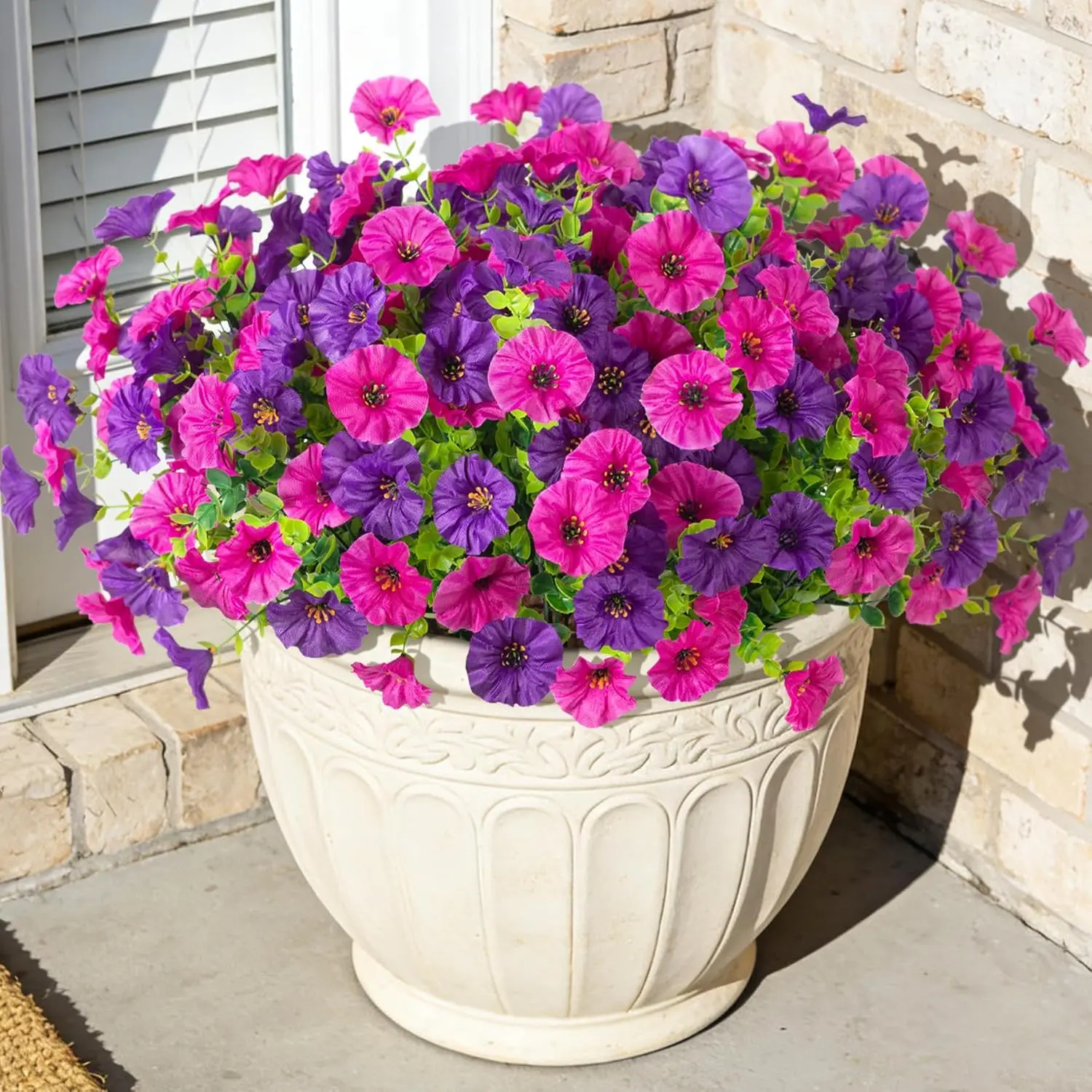 Serra Flora 16 Bundles Artificial Trumpet Flowers, UV-Resistant Outdoor Decor for Planters, Hanging Basket Florals, Daily Flower Basket Decor, Floral Decorative Plants & Fruit, Plastic