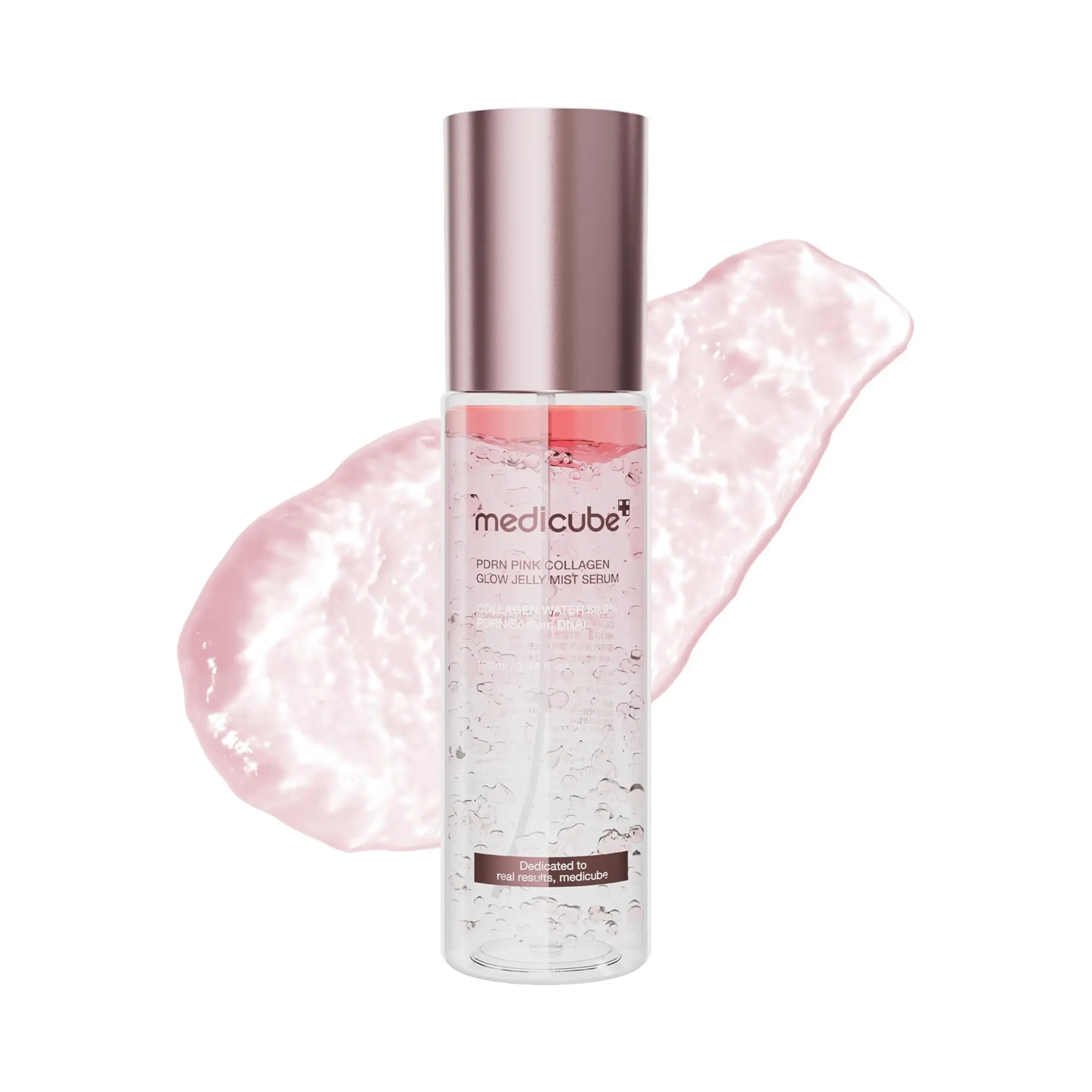 [Official Medicube Partner] Pink PDRN Collagen Glow Jelly Mist Serum 100ml - Dual-Texture Mist Serum with Niacinamide, Glutathione, Ceramide & Hyaluronic Acid