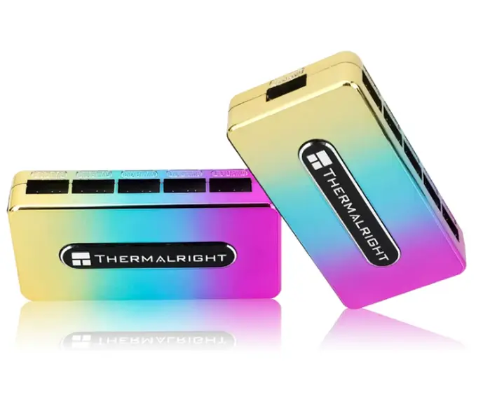 Thermalright 5V ARGB & PWM Fan Hub Controller Rev. A - 10 Ports, 3-Pin RGB/4-Pin Fan Splitter, Cyberpunk Metallic Case, Sync Control for Motherboard & PC Enthusiasts, Addressable