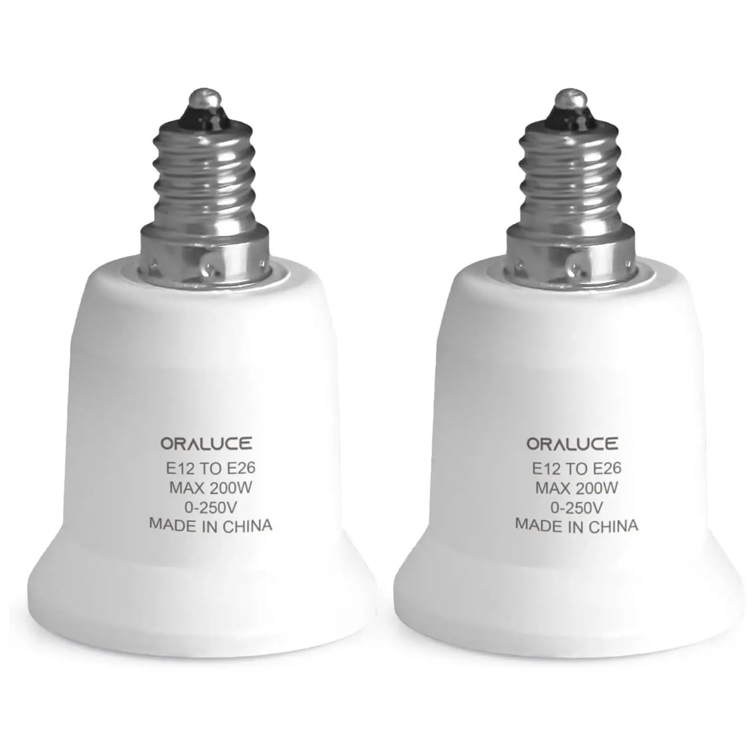 2-Pack Heat-Resistant E12 to E26/E27 Base Bulb Socket Adapter, 200W 0-250V Compatibility, E26 Light Socket Extender for Ceiling Fans, Chandeliers (Base Conversion Function)