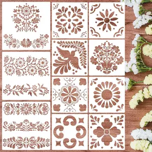 Talavera Stencil  Tile Stencil Floral Folk Mexican Stencils for Painting on Wall Floor Furniture  Home Decor
