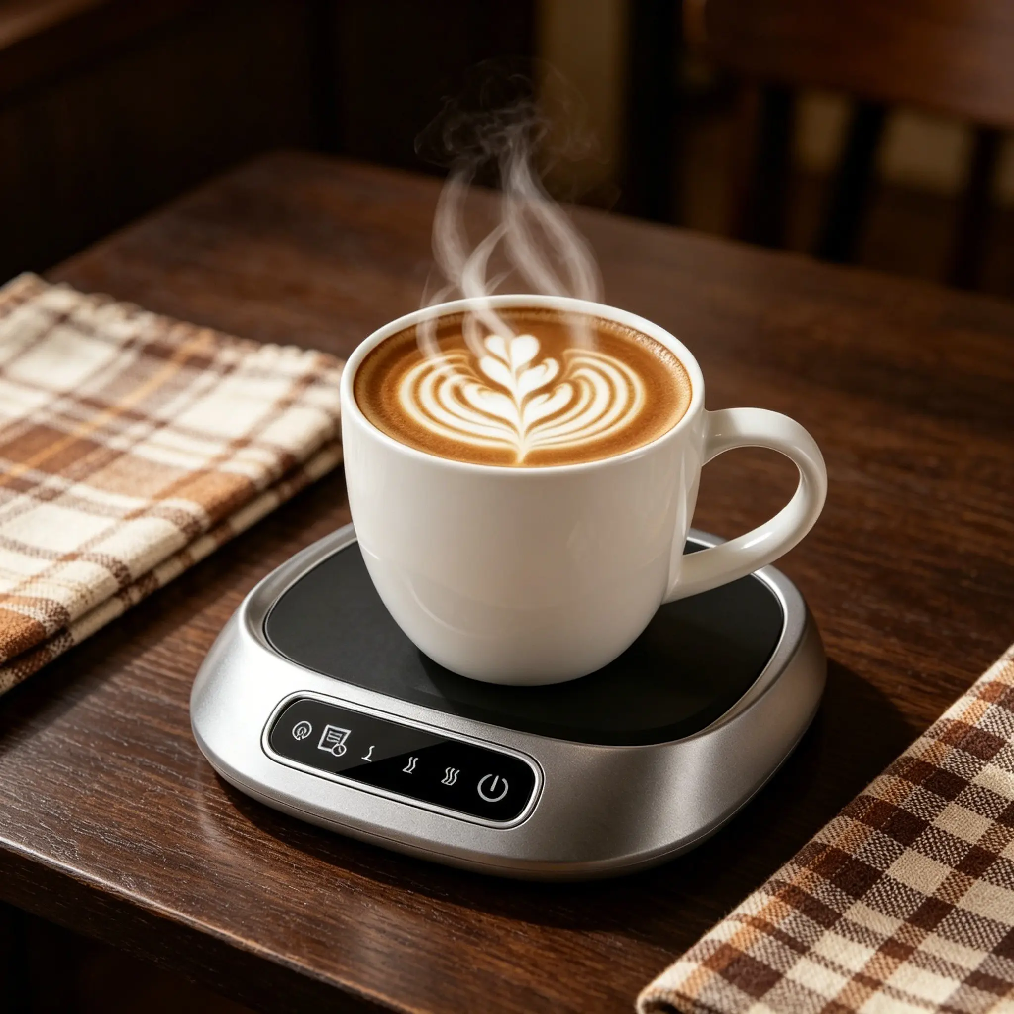 Portable Smart Cup Warmer, Minimalist Electric Coffee Heater, 3 Temperature Modes, USB Charging, Ideal for Desk Work & Daily Beverages