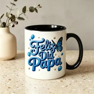 Magic Color-Changing Heart Mug PAPA's Special Cup, Pink "Feliz Dia PAPA" with Butterfly Design, Thermosensitive Ceramic Cup, father's Day & Birthday Gift for Mom, Mama Coffee Cup, Daily Drinkware