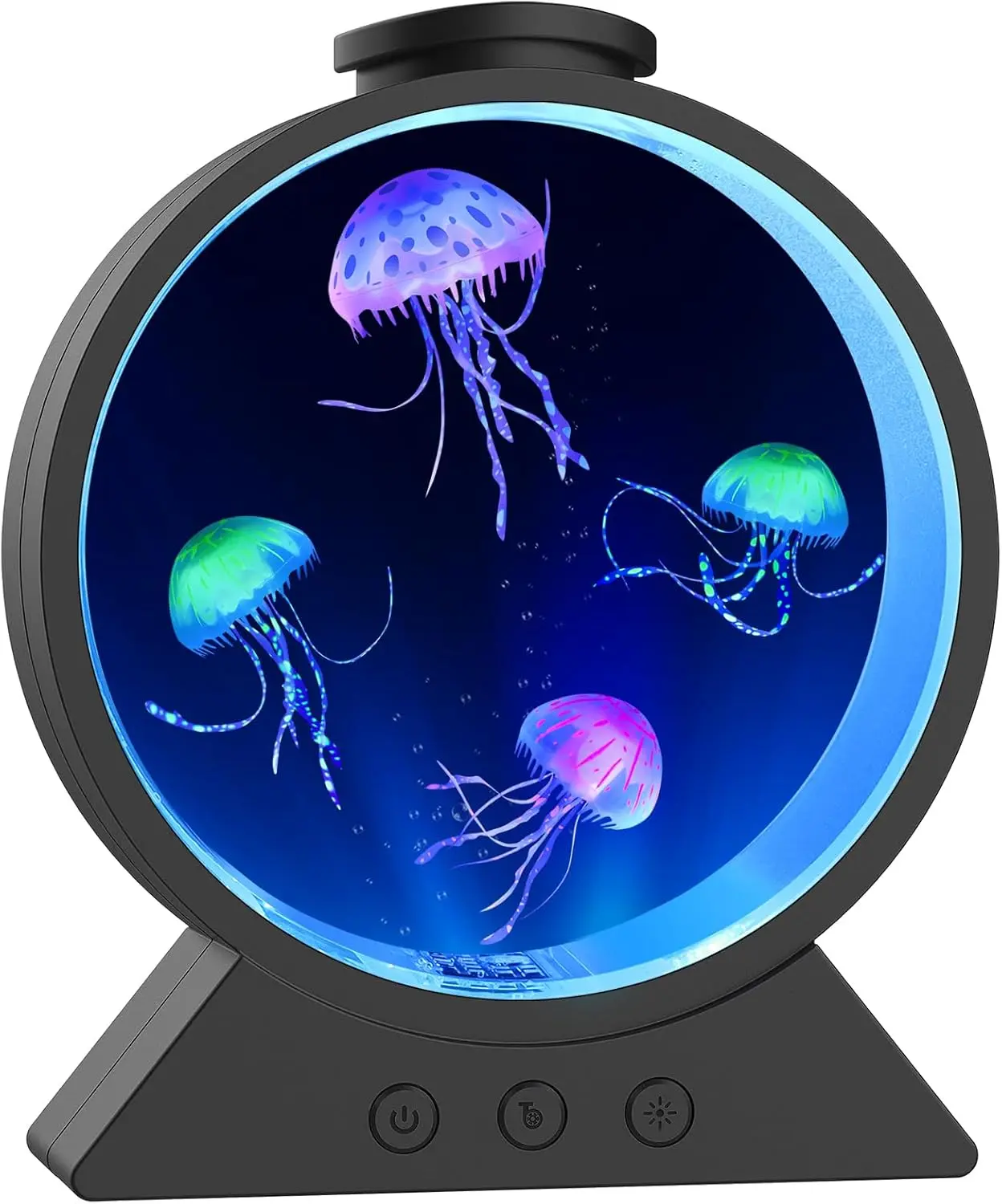 Black Jellyfish Lamp - Whisper-Quiet Sensory Aquarium, 7-Color Mood Night Light with Adjustable Water Flow, 8H Timer & USB-C, Underwater Theme Relaxation Fixture for Indoor Home Office Decor (Adults & Kids), Indoor Use