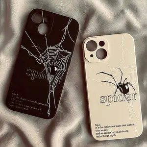 2 Piece Magic Cube Set Spider Web Pattern Couple Protective Smartphone Cellphone Case Casing Accessories for iPhone 15 15 Plus 15 Pro 15 Pro Max 11 12 13 14 15 16 16 Pro Max 17 17 Pro Max