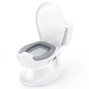 2-in-1 Toddler Potty Training Toilet, Training Potty Toilet for Baby, Realistic Flushing Sound for Boys & Girls Ages, Washable Split Potty Training with Soft Seat, with Wipes Storage, Paper Holder