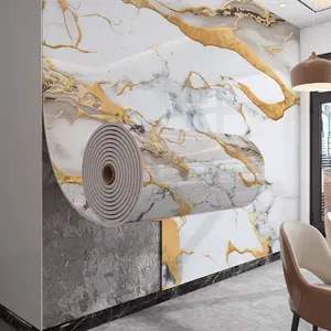 1 roll 15.75 * 118.11IN/23.62*118.11IN  Marble Pattern Self-adhesive Wallpaper Durable Oil Resistant Easy to Stick Easy to Clean and Cut Suitable for Kitchen Bathroom Living Room and Bedroom