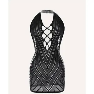 Midnight Temptation: Backless Lingerie Dress