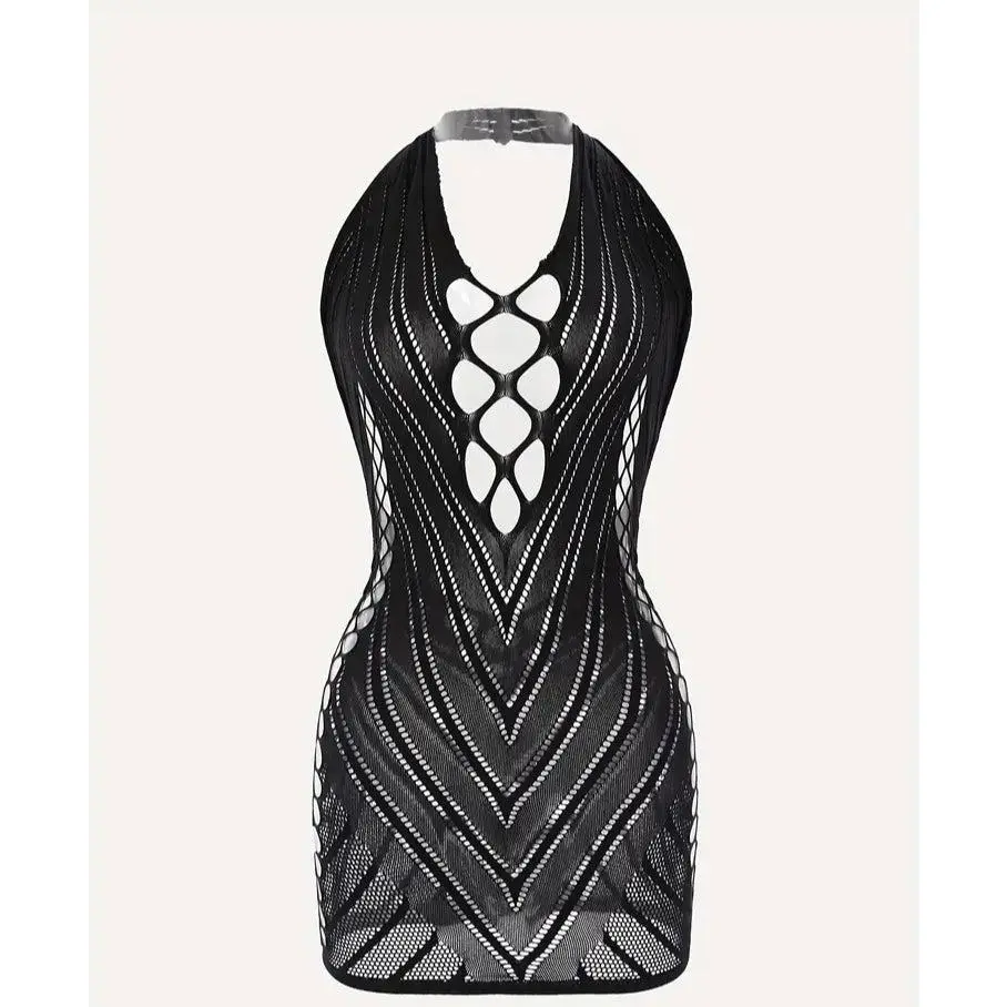 Midnight Temptation: Backless Lingerie Dress