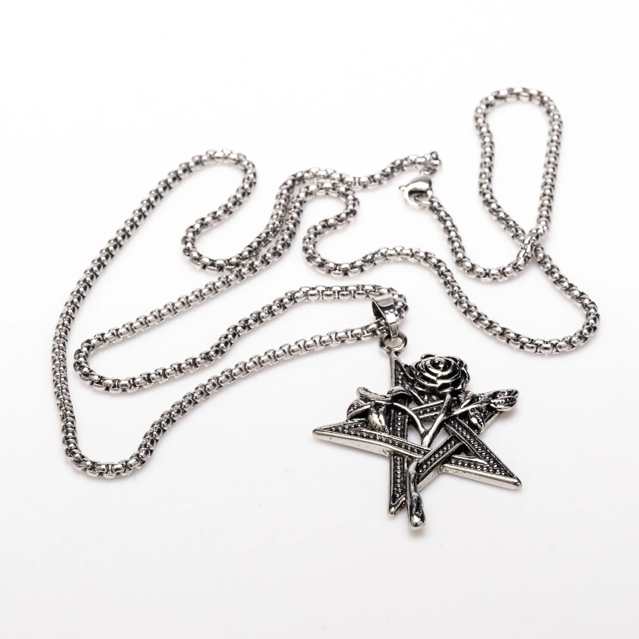 Rose Necklace - Durable Zinc Alloy, 1.5 x 1.5 Inches, Unisex, Elegant Design, Metal Coating, Casual Accessory