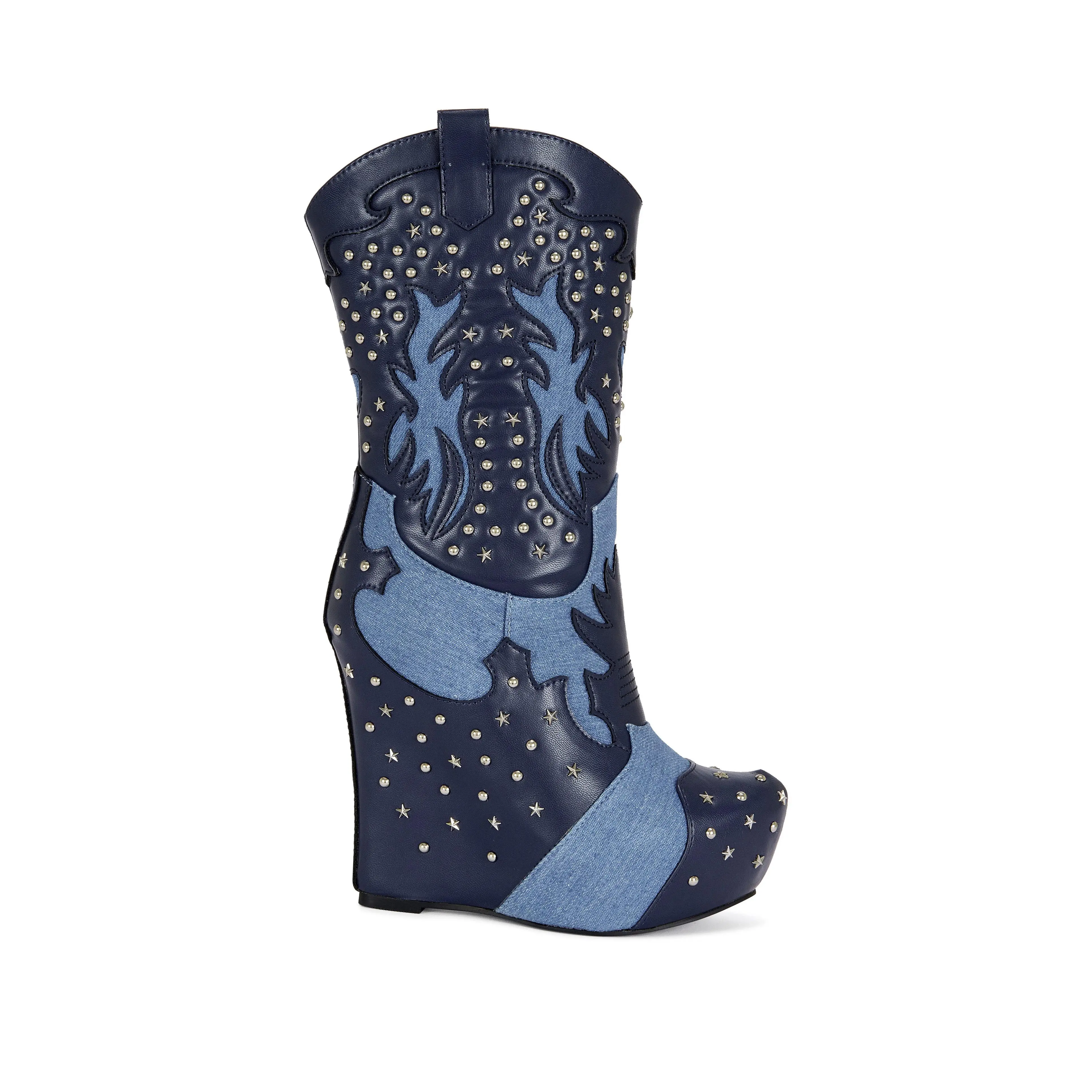 CALLIA-DENIM WEDGE BOOTIE