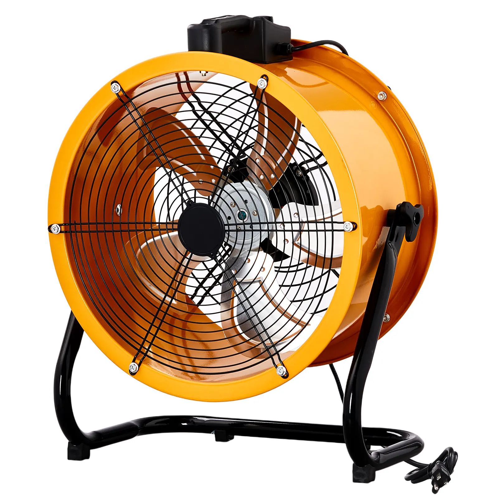 16/18/30 Inch High Velocity Drum Fan, 110V 218W 18inch Floor Barrel Fan Mobile Fan with Handle Copper Motor Orange-Yellow Air Circulation Industrial Fan