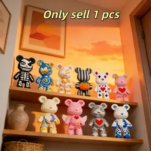 Multicolor Surprise Gift Bear 3D Animal Shape Puzzle Building Blocks Model Decoration, Home Office Bookshelf Decor, Party Living Room TV Stand Display