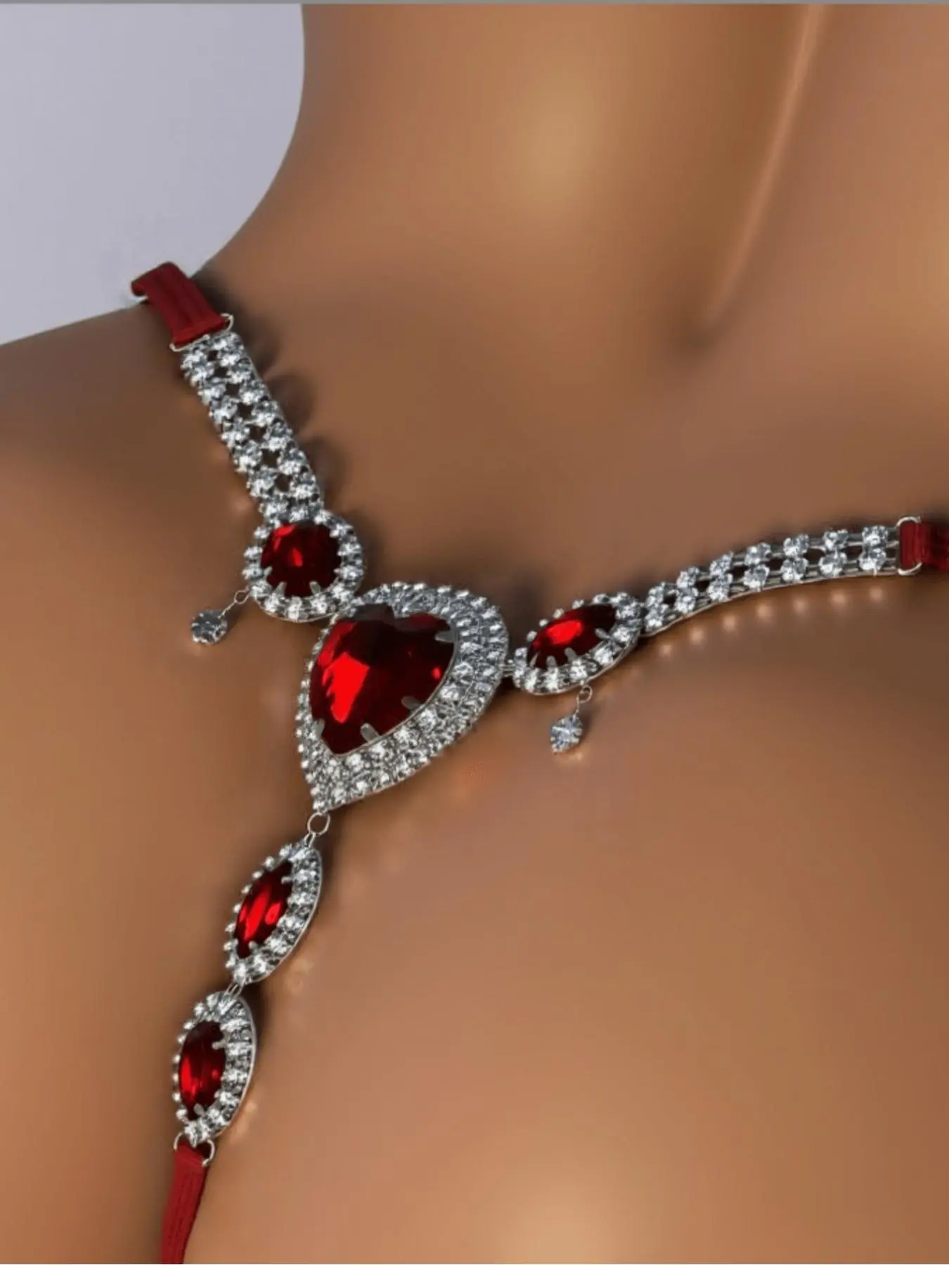 Heart Shaped Rhinestone Decor Body Chain, Heart Design Chain, Adjustable Body Chain for Women, Fashion Jewelry for Party, Daily Clothing Decor, Trendy All-match & Exquisite Jewelry for Birthday Gift, Bling Chain, Body Jewelry Accessory