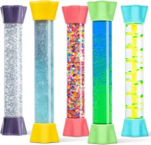 Special Supplies Liquid Motion Bubbler Toy Cool Tubes 5-Pack Colorful Hourglass Timer with Droplet Movement, Bedroom, Sensory Play, Cool Home or School